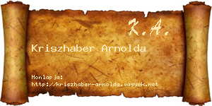 Kriszhaber Arnolda névjegykártya